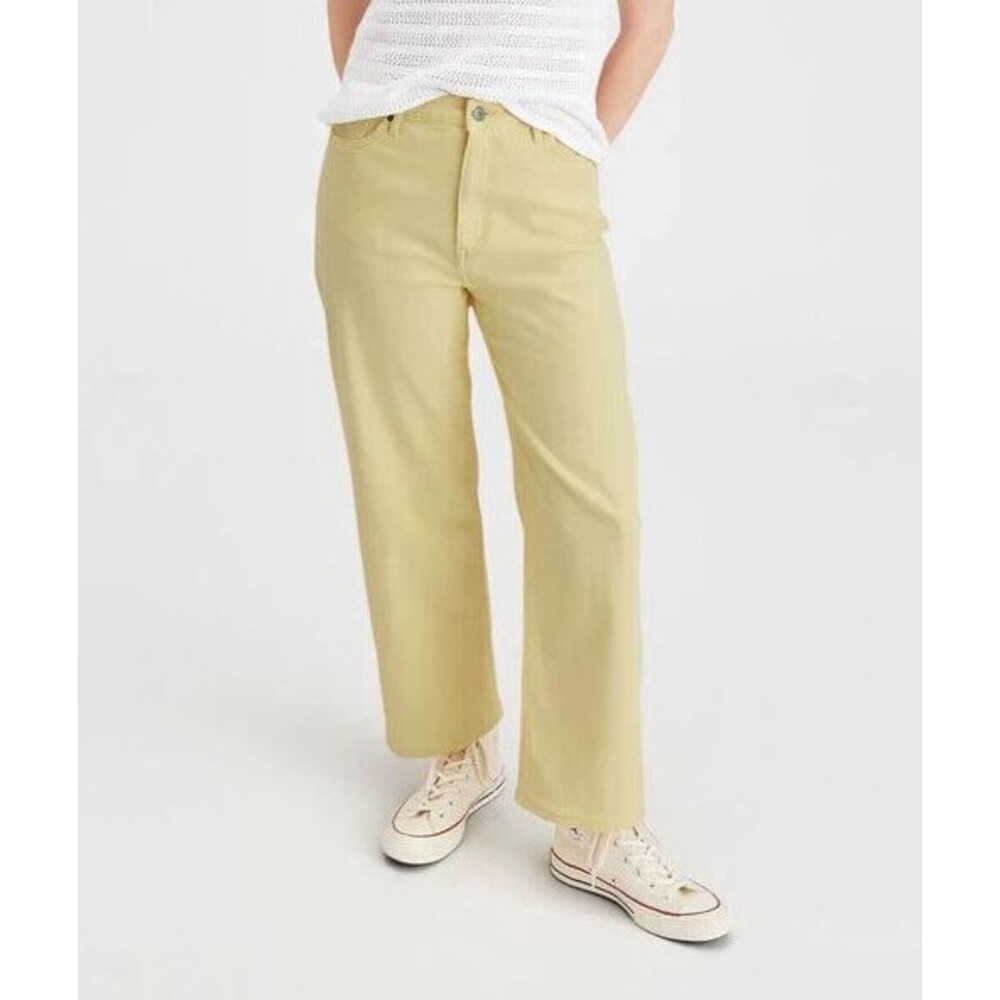 DOCKERS Premium Women Size 31 Jean Cut Pants High Straight Fit Yellow Denim NEW
